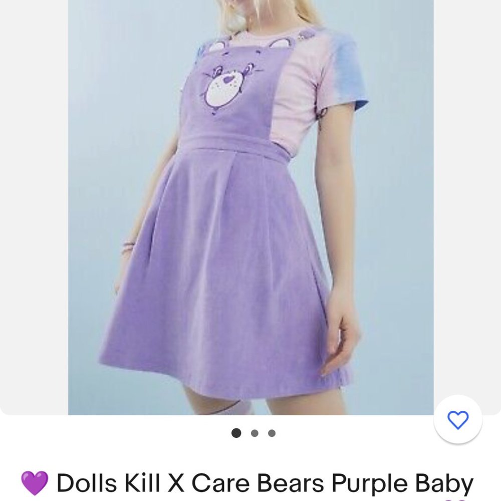 Dolls Kill Care Bear Purple Dress Overalls